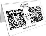 S210 - Standing QR-Tag 			<br> 86x54mm @ each side		<br> Rectangular SST 1,5 mm		<br>Payconiq / Social Med. + Table number